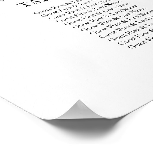 9 Tische Hochzeitstabelle Einfache Chic-Schrift Poster (Ecke)