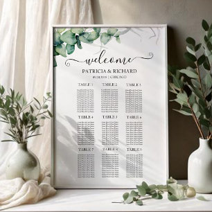 9 Tische Rustikale Grünpflanzen Hochzeitstabelle Poster