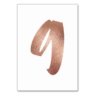 9 Tischnummern Weißes Metallisches Rosengold