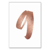 9 Tischnummern Weißes Metallisches Rosengold (Vorderseite)