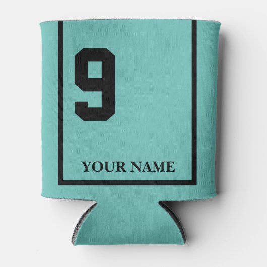 9 Türkis mit schwarzem Sattelblanket Dosenkühler (Vorderseite)