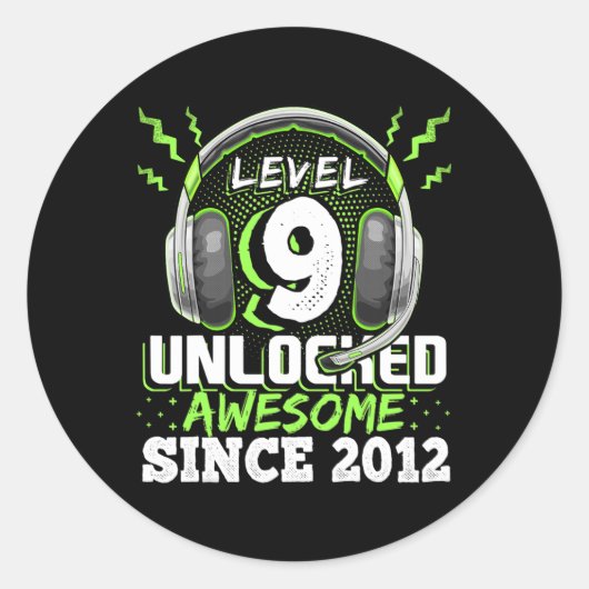 9 Unlocks Phantastisch 2012 Videospiel 9. Geburtst Runder Aufkleber (Vorderseite)