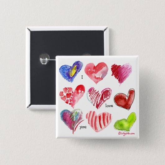 9 Valentine-Herz-Button Button (Vorne & Hinten)