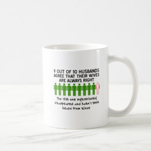 9 von 10 Ehemännern Lustiger Becher Kaffeetasse
