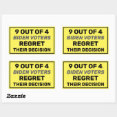 9 von 4 Biden-Wählern bedauern ihre Entscheidung Rechteckiger Aufkleber (Blatt)