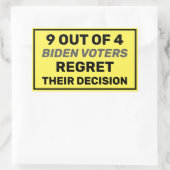 9 von 4 Biden-Wählern bedauern ihre Entscheidung Rechteckiger Aufkleber (Tasche)