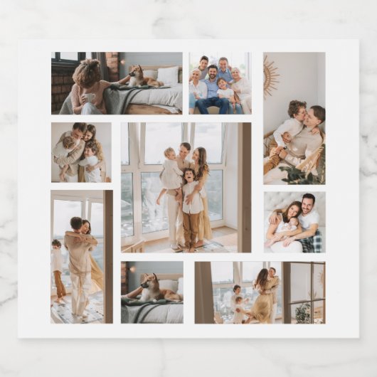 9 Vorlage für FotoCollage personalisieren Schaumweinetikett (Einzelnes Label)