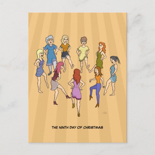 9. Weihnachtsfeiertag (9 Ladys Dancing) Postkarte (Vorderseite)