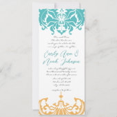 9 x 4 Frühlingsfarben, BlumenDamast Einladung (Vorderseite)