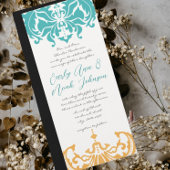 9 x 4 Frühlingsfarben, BlumenDamast Einladung