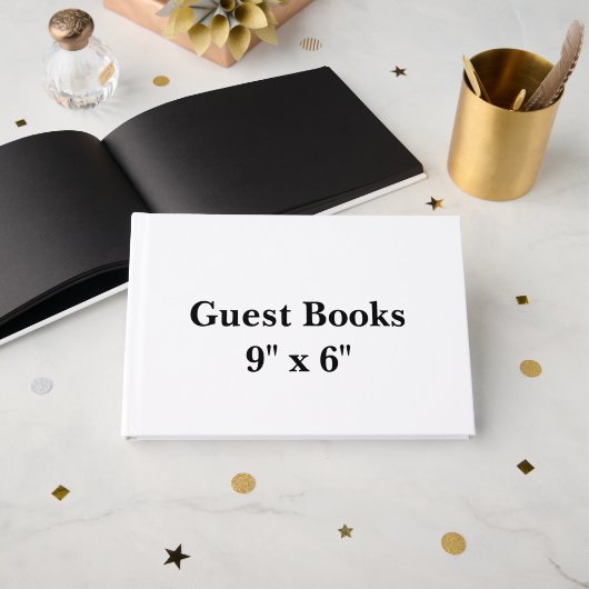 9" x 6" Schwarz 60# Eclipse Gästebuch (Vorderseite Offen)
