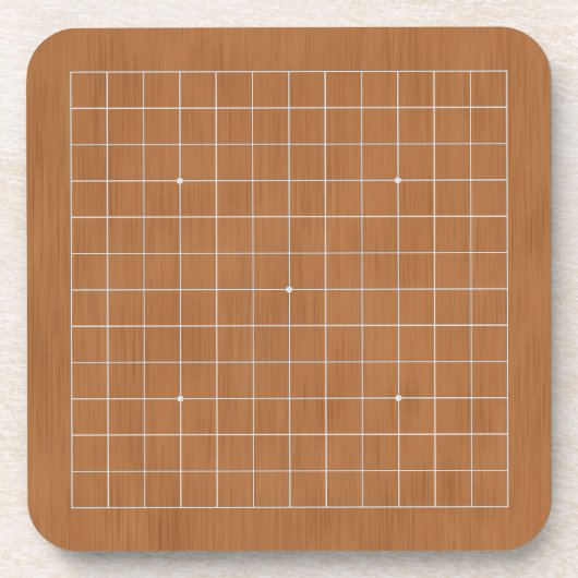 9 x 9 Goban mit weißen Linien Getränkeuntersetzer (Vorderseite)