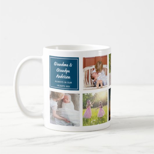 9 x Foto Collage Grandkids Geschenk an Großeltern Kaffeetasse (Links)