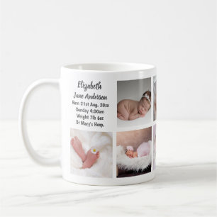 9 x Foto von Collage Newborn Baby Birth Stats New Kaffeetasse