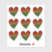 9 x Kwanzaa Juneteenth Red Black Green Paint Heart Aufkleber (Blatt)