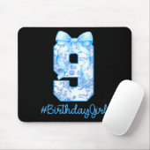 9 Year Old Birthday Girl Coquette Bow 9th Birthday Mousepad (Mit Mouse)