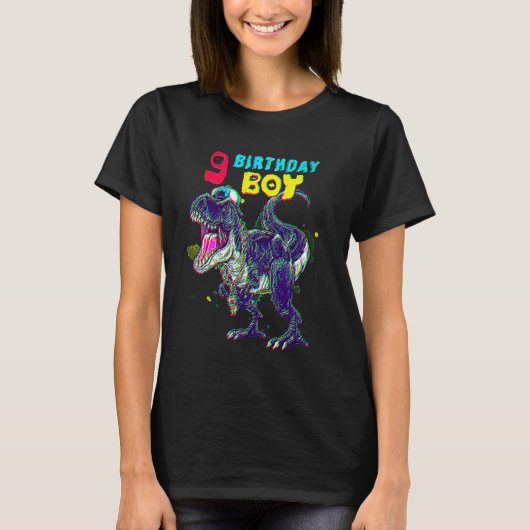 9 Year Old Dinosaur Birthday 9th T Rex Dino T-Shirt (Vorderseite)