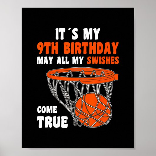 9 Year Old Happy 9th Birthday Sketll 9th Birthday  Poster (Vorne)