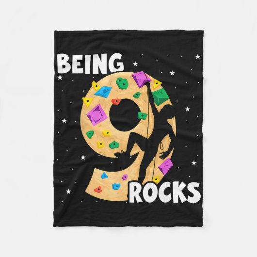 9 Year Old Rock Climbing 9th Birthday Adventures C Fleecedecke (Vorderseite)