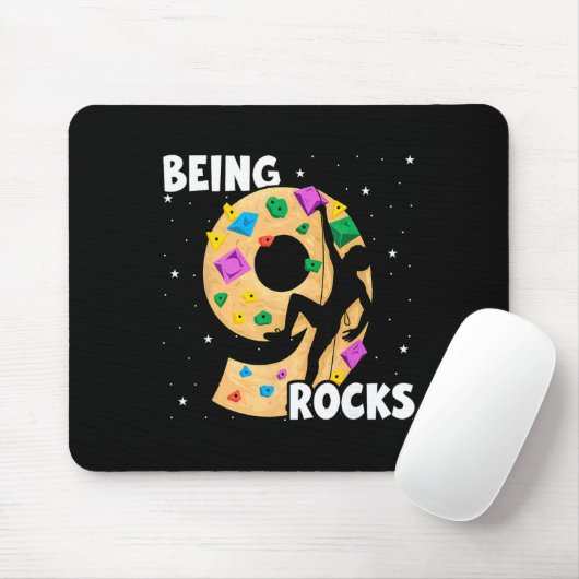 9 Year Old Rock Climbing 9th Birthday Adventures C Mousepad (Mit Mouse)