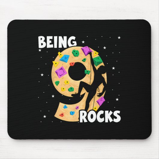 9 Year Old Rock Climbing 9th Birthday Adventures C Mousepad (Vorne)