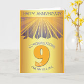 9 Year Sober Anniversary | Golden Ray 12 Step Karte (Gelbe Blume)