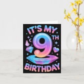 9 Years Old Bday K-p Kids 9th Birthday Girls Kp Bi Karte (Gelbe Blume)