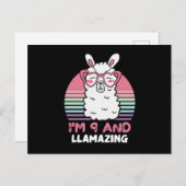 9 Years Old Bday Llamazing 9th Birthday Llama Postkarte (Vorne/Hinten)
