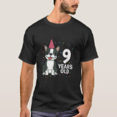 9 Years Old Birthday Boston Terrier Dog Lover 9th T-Shirt (Vorderseite)