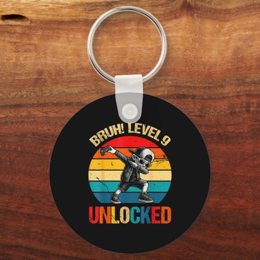 9 Years Old Dabbing Boy Bruh 9th Level Unlocked Bi Schlüsselanhänger (Vorderseite)