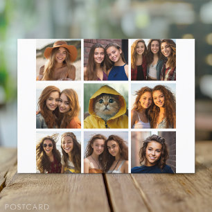 9er Foto-Collage - Schwarz und Weiß Postkarte