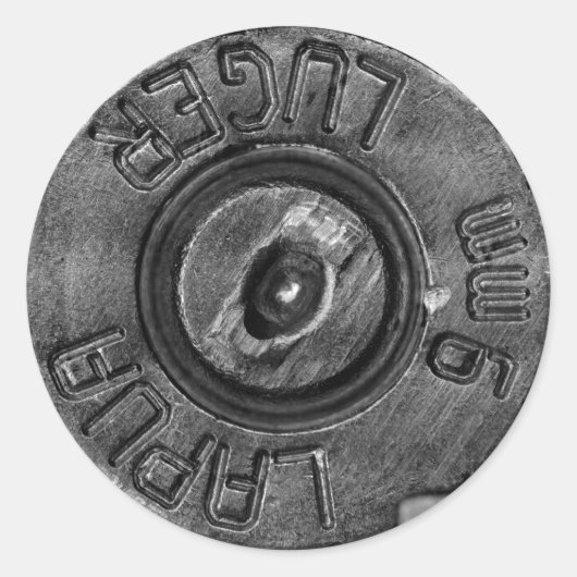 9mm Luger Runder Aufkleber (Vorderseite)