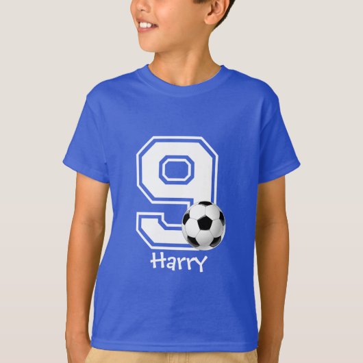 9th Birthday boy soccer personalized-2 T-Shirt (Vorderseite)