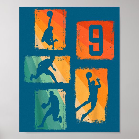 9th Birthday Boys Basketball Player Basketball 9 Y Poster (Vorne)