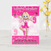 9th Birthday Cheerleader Dancing, Stars In Pinks Karte (Gelbe Blume)