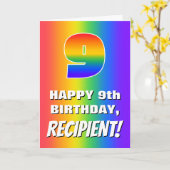 9th Birthday: Colorful, Fun Rainbow Pattern # 9 Karte (Gelbe Blume)
