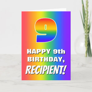 9th Birthday: Colorful, Fun Rainbow Pattern # 9 Karte