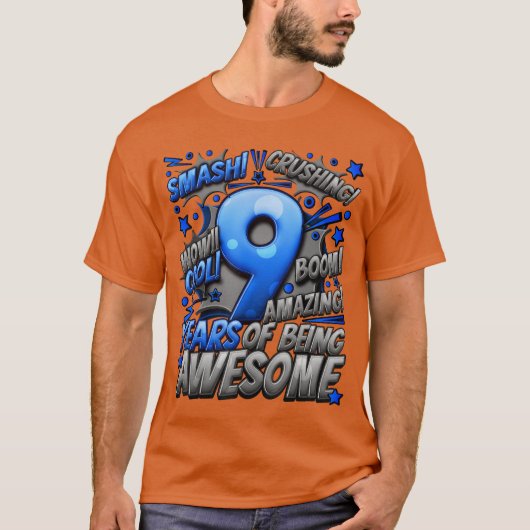 9th Birthday Comic Style Awesome Since 2014 9 Year T-Shirt (Vorderseite)