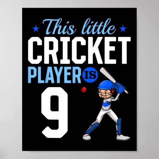 9th Birthday Cricket Player  Poster (Vorne)