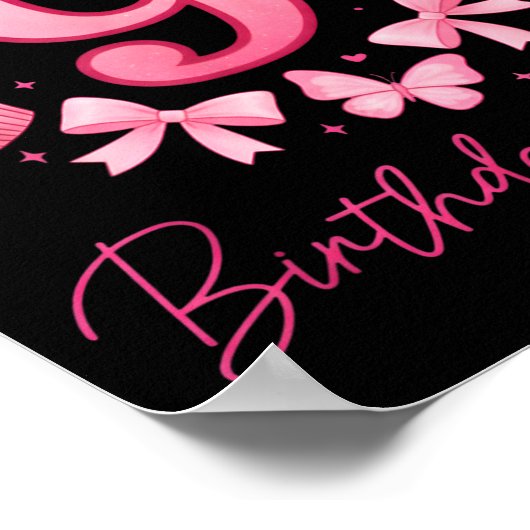 9th Birthday Girl Aesthetic Coquette Bow Poster (Ecke)