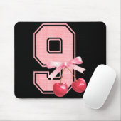 9th Birthday Girl Cherry Coquette Bow 9 Year Old G Mousepad (Mit Mouse)