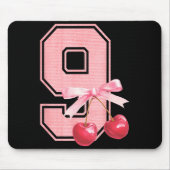 9th Birthday Girl Cherry Coquette Bow 9 Year Old G Mousepad (Vorne)