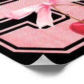9th Birthday Girl Cherry Coquette Bow 9 Year Old G Poster (Ecke)