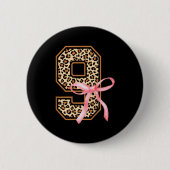 9th Birthday Girl Nk Coquette Bow Leopard 9 Year O Button (Vorderseite)