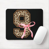 9th Birthday Girl Nk Coquette Bow Leopard 9 Year O Mousepad (Mit Mouse)