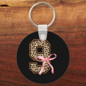 9th Birthday Girl Nk Coquette Bow Leopard 9 Year O Schlüsselanhänger (Vorderseite)