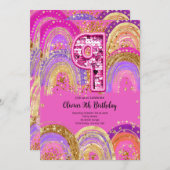 9th Birthday Girls Invitation Einladung (Vorne/Hinten)