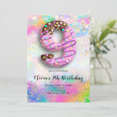 9th Birthday Girls Invitation Einladung (Stehend Vorderseite)