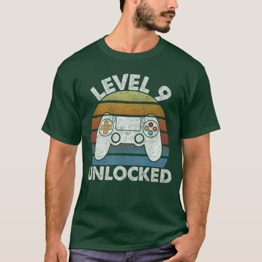 9th Birthday Level 9 Unlocked Retro Gaming For Boy T-Shirt (Vorderseite)