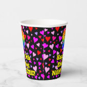 9th Birthday: Loving Hearts Pattern, Rainbow 9 Pappbecher (Rechts)